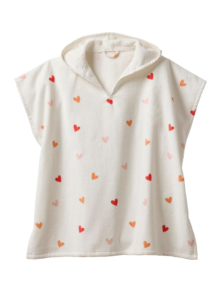 Vertbaudet Kinder Badeponcho HERZEN mit Recycling-Baumwolle BLANC 104-116, BLANC 104-116