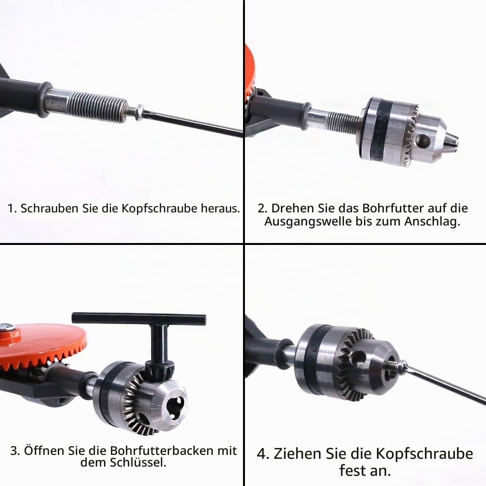Swpeet 1/4 Zoll (0.6-6mm) Handbohrmaschine mit 13 Stahlbohrern (40–98 mm),Leistungsstark Spannfutter