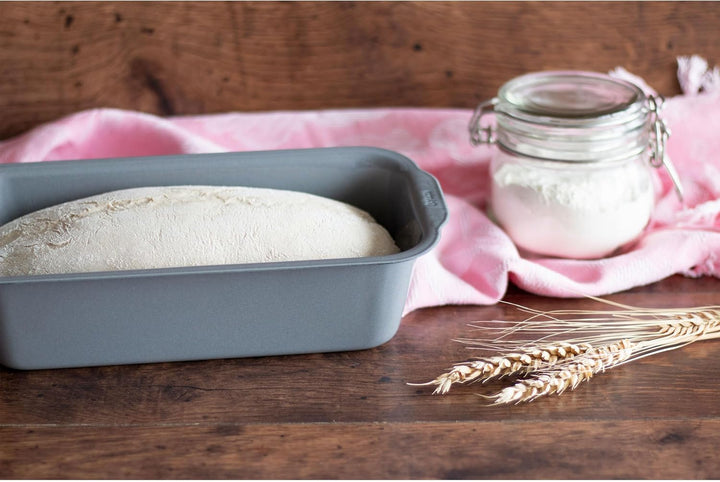 Städter we love baking silberne Brot-Back-Kastenform 35 x 14,5 - Höhe 8,5cm - aus Metall emailliert