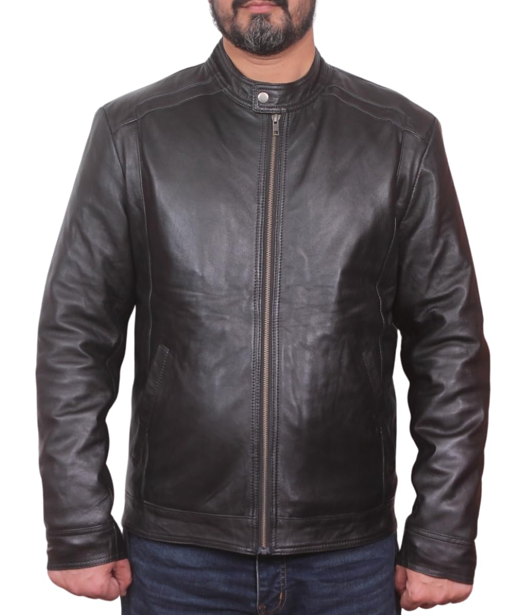 West clever Herren-Lederjacke, 100% echtes weiches Schafsleder, Herrenjacken, Jungen-Winterjacke, He