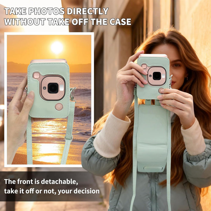 HIYQIN Leder Tasche Kompatibel mit Fujifilm Instax Mini LiPLAY, für Fujifilm Mini Liplay Tasche mit