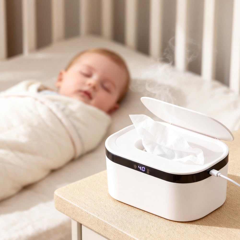 DASIAUTOEM Feuchttuch Wärmer, 3 Heizstufen Schnell Erwärmender Feuchttücher Wärmer, Baby Wischtuchwä
