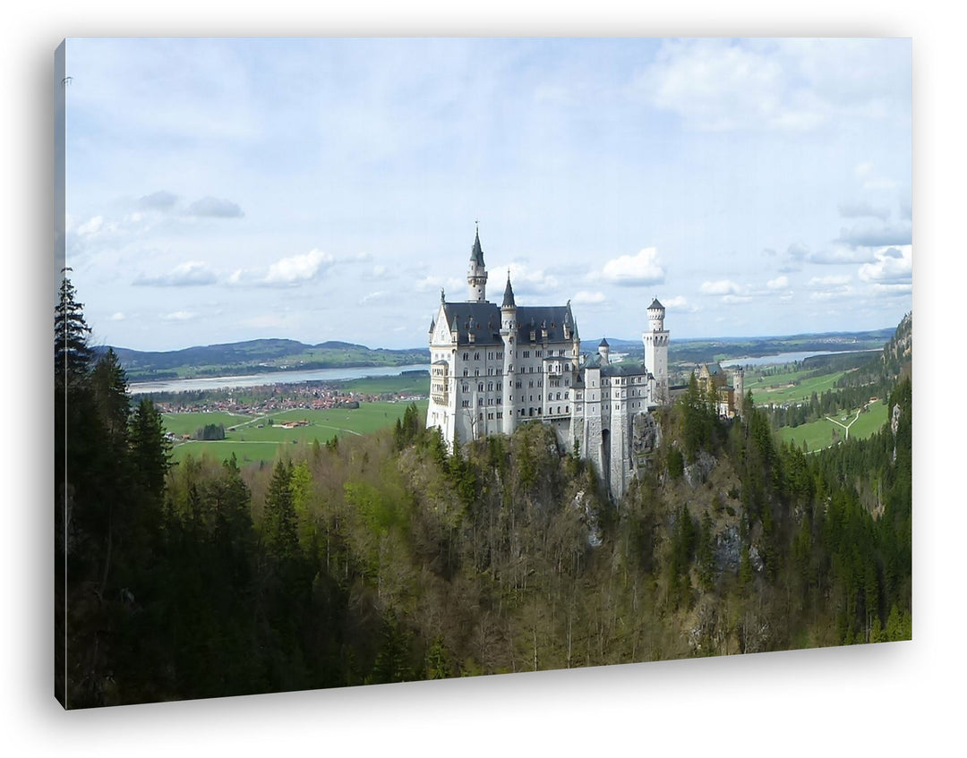 deyoli Burg Neuschwanstein Format: 80x60 als Leinwandbild, Motiv fertig gerahmt auf Echtholzrahmen,