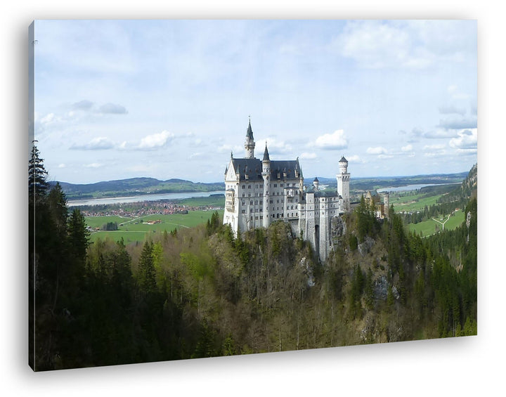 deyoli Burg Neuschwanstein Format: 80x60 als Leinwandbild, Motiv fertig gerahmt auf Echtholzrahmen,
