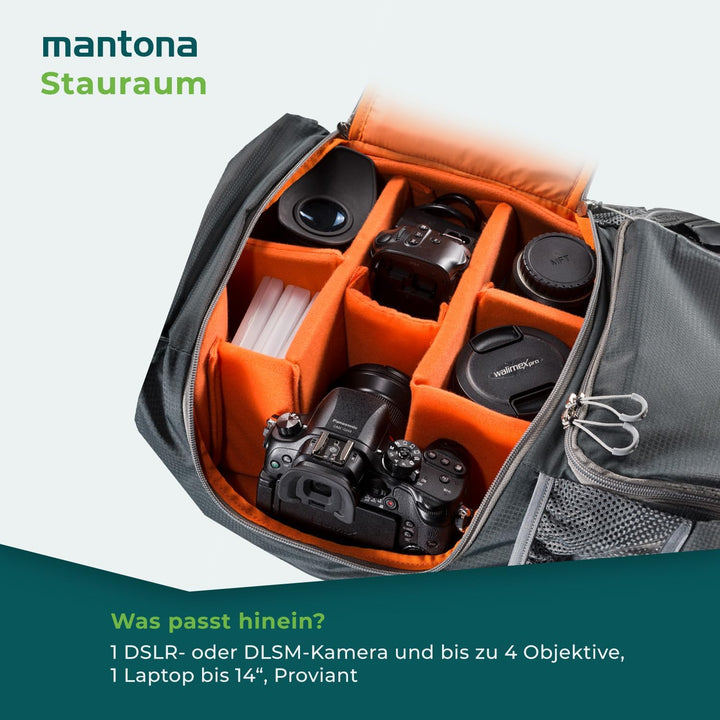 Mantona Kamerarucksack elementsPro 40 - Professioneller Outdoor-Kamerarucksack mit anpassbaren Innen