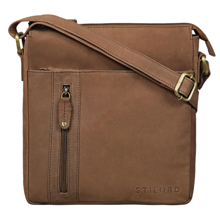 STILORD 'Brady' Messenger Bag Leder Braun klein Umhängetasche Schultertasche für iPad 10,1 Zoll Tabl