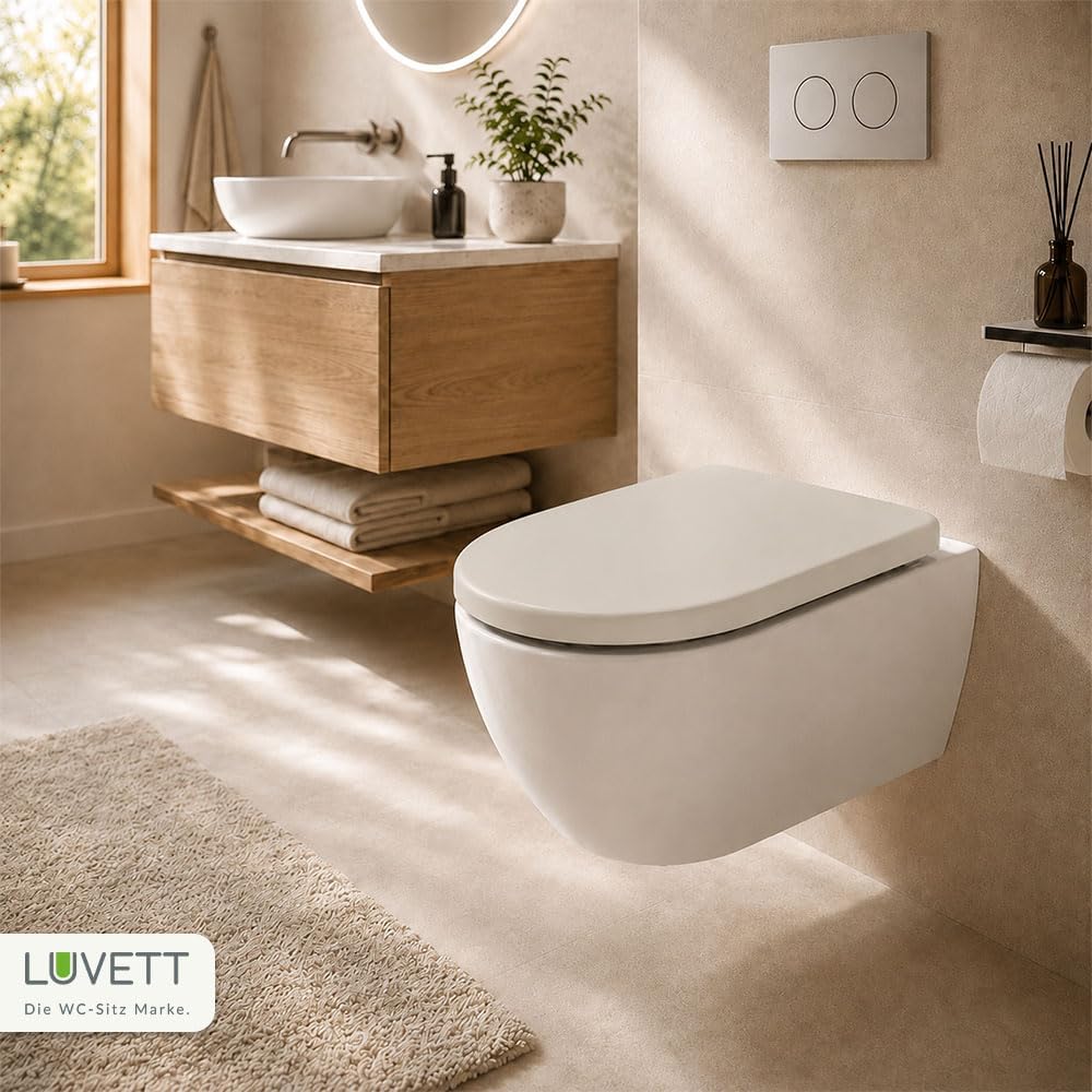 LUVETT® WC-Sitz mit Absenkautomatik D140 D-Form Soft Close® & TakeOff EasyClean Abnahme, hygienisch