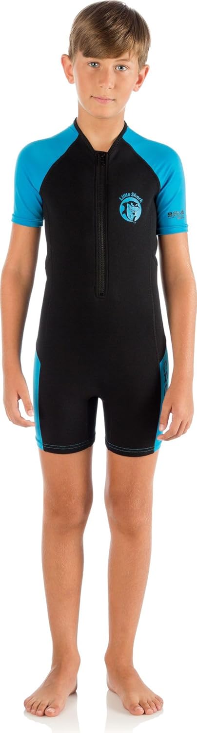 Cressi Little Shark Jr Shorty 2mm Neoprenanzug für Kinder Schwarz/Blau 3/4 Jahre Kurzarm, Schwarz/Bl