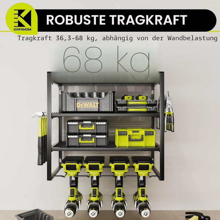 KAFAHOM Elektrowerkzeug-Organizer, Garagen-Werkzeug-Organizer und Aufbewahrung, Bohrerhalter, Wandha