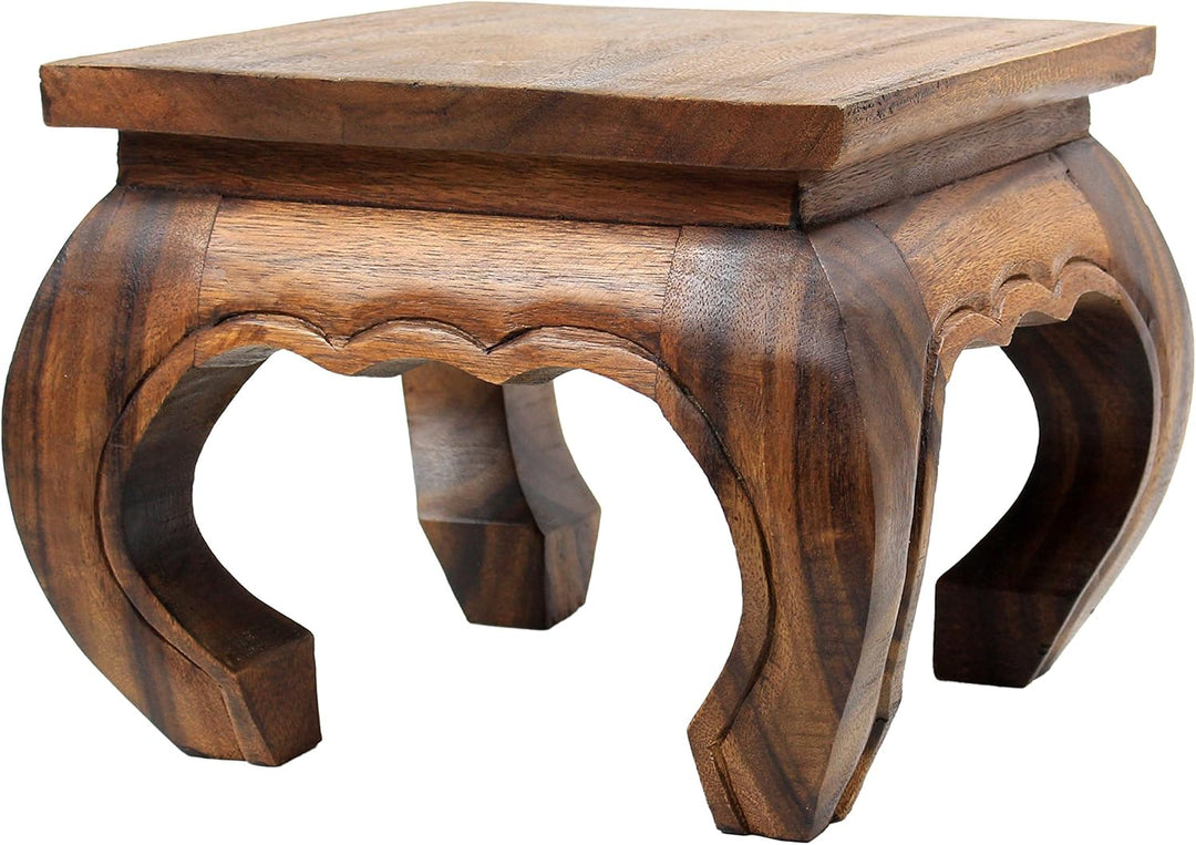 Opiumtisch Hellbraun - 35 cm Thailand Beistelltisch Hocker Nachttisch Pflanzenhocker asiatischer Tis
