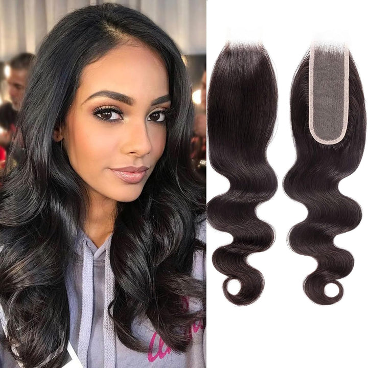 Huarisi 2x6 Lace Closure Human Hair Body Wave 16 inch Bleached Knots Free Part Transparent Lace Clos