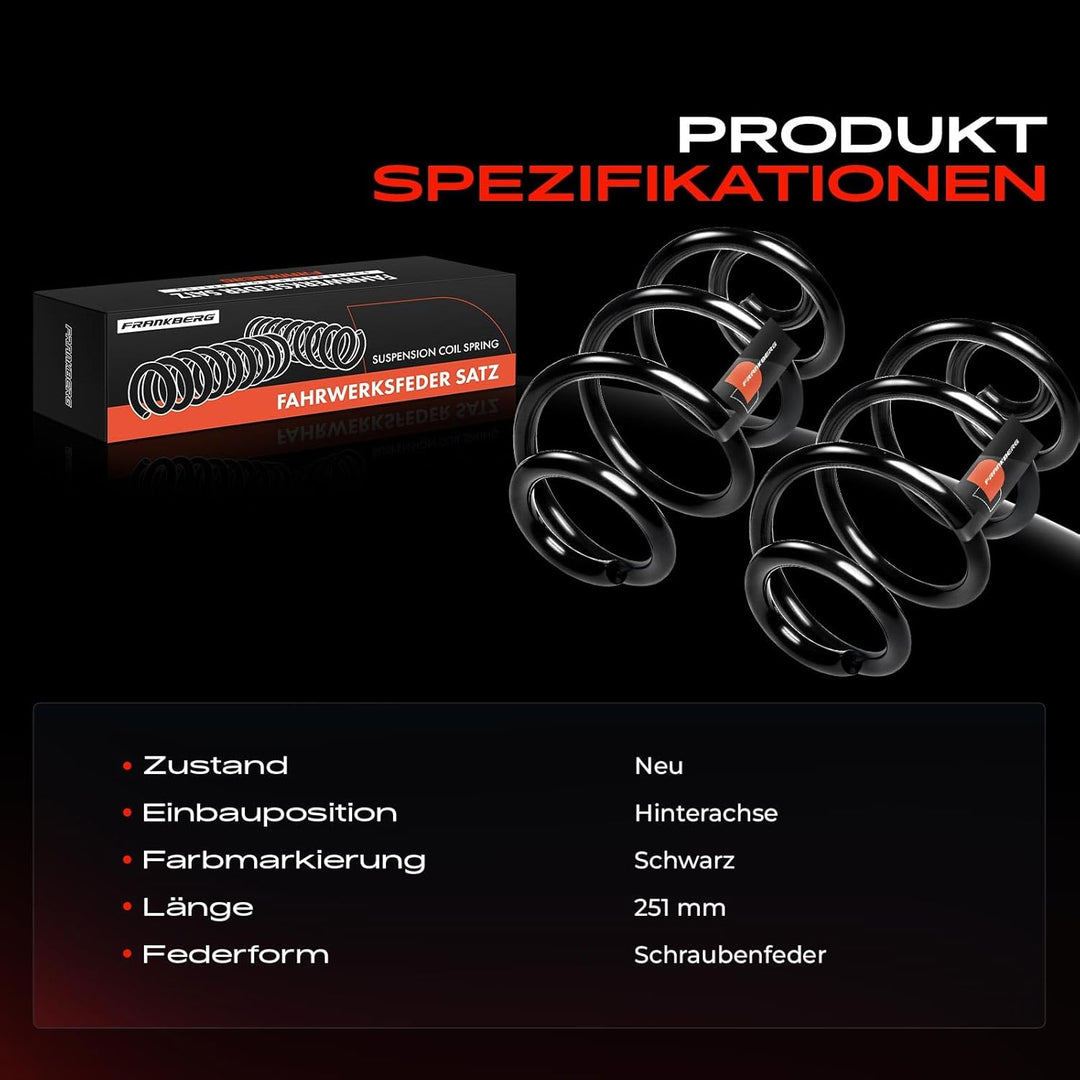 Frankberg 2x Federn Fahrwerksfeder Hinterachse Kompatibel mit Clio III BR0/1 CR0/1 1.6L Schrägheck 2