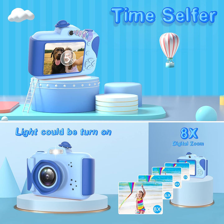 Kinderkamera - Digitalkamera Kinder mit 2,4 Zoll Grossbildschirm 1080P HD 12MP Eingebaute 32GB SD-Ka