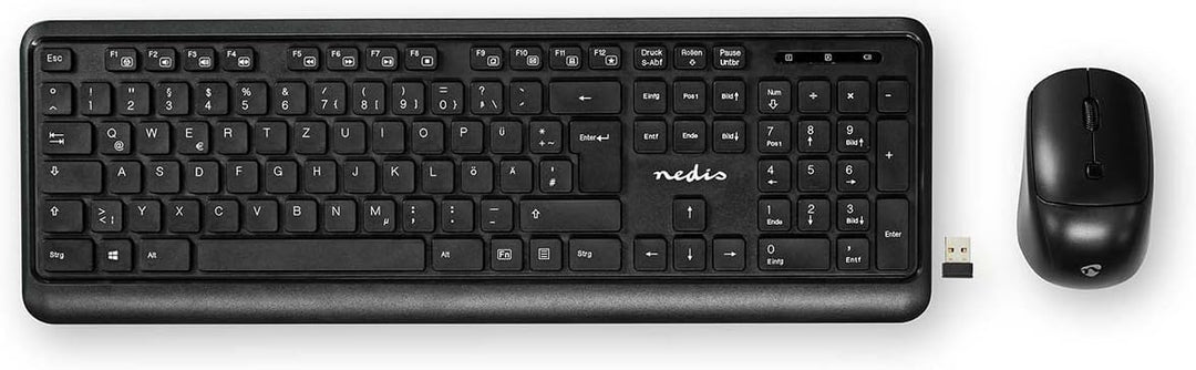 Nedis KBMCW100BKDE Maus und Tastatur-Set | Wireless | Maus- und Tastaturverbindung: USB | 800/1200 /