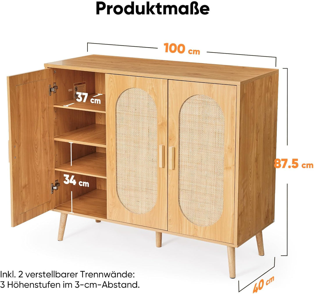 HOKEEPER Schuhschrank aus Holz, Schmaler Doppeltür (87x40x100cm),Shoe Cabinet, Schuhkipper für bis z