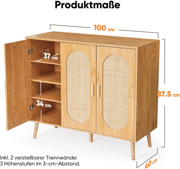 HOKEEPER Schuhschrank aus Holz, Schmaler Doppeltür (87x40x100cm),Shoe Cabinet, Schuhkipper für bis z