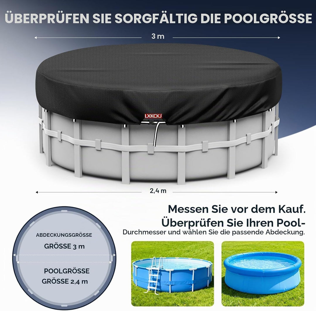 LXKCKJ Runde Poolabdeckung für oberirdische Pools- Lagertank Poolabdeckung mit Kordelzug Design-Whir