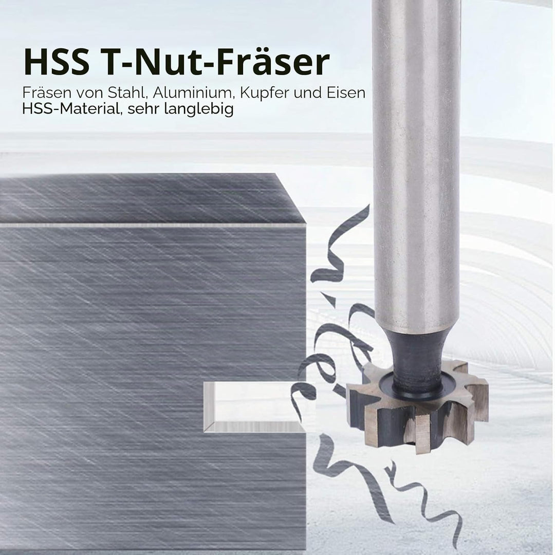T-Nut-Fräser HSS Metrischer T-Spur-Nutfräser Zum Fräsen von Stahl, Aluminium, Kupfer und Eisen