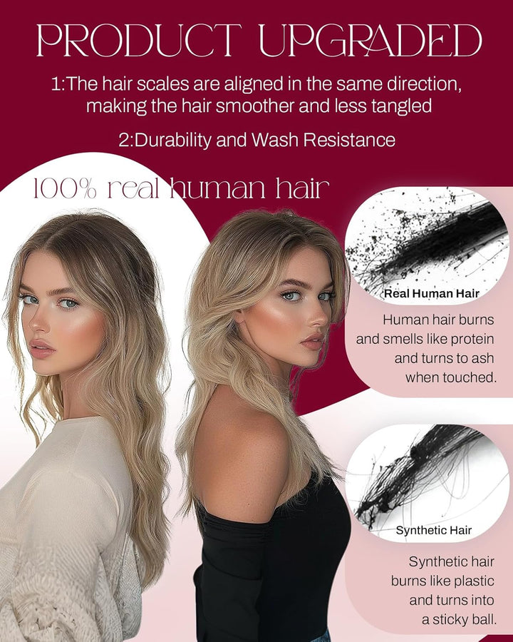 Moresoo Echthaar Tressen zum Einnähen Blond Haartressen Echthaar 50cm Haarverlängerung Tressen Echth