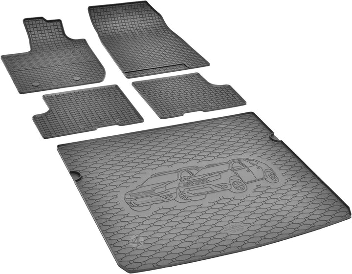 Passgenaue Kofferraumwanne und Gummifussmatten geeignet für Dacia Duster 4x4 ab 2018