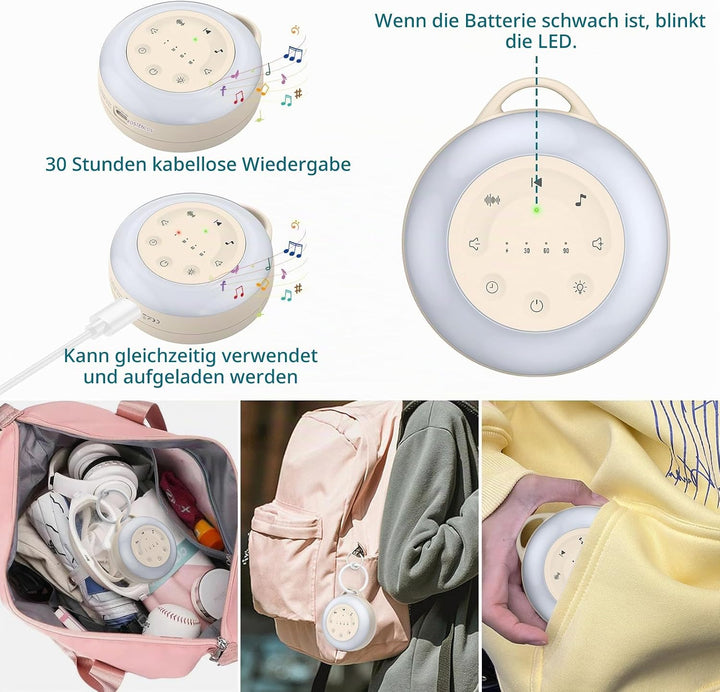 White Noise Machine Einschlafhilfe mit 24 Beruhigende Geräusche Tragbare Weisses Rauschen Maschine m