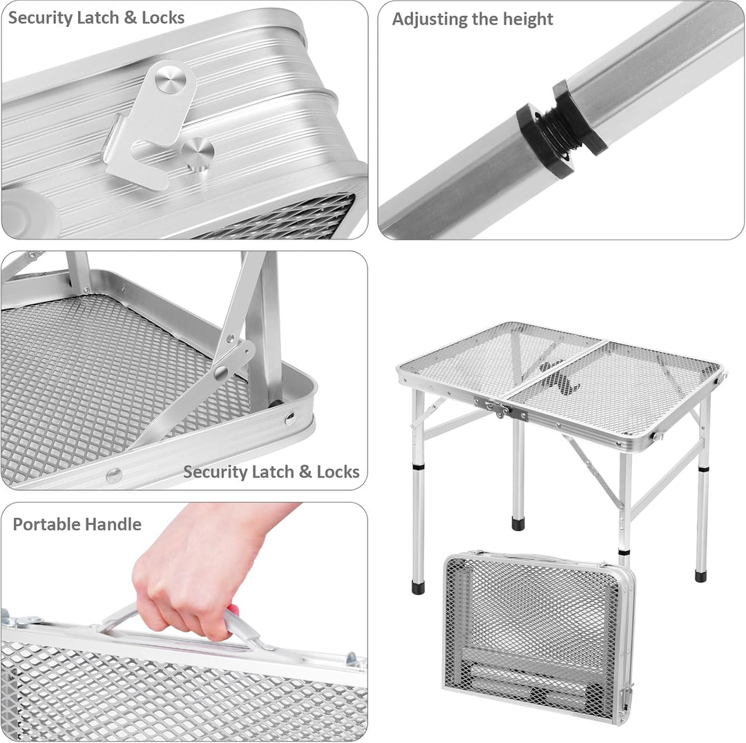 E EASTSTORM Campingtisch Klappbar 60×40cm，Gartentisch，Grilltisch mit Metallgitterplatte，Leicht und T