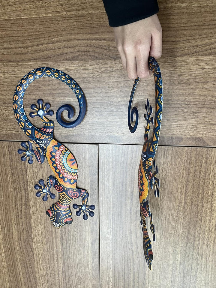 Liffy Metall Eidechse Wandkunst Bohemian Home Sculpture 2 Packs, Indoor & Outdoor Garten Dekor für Z