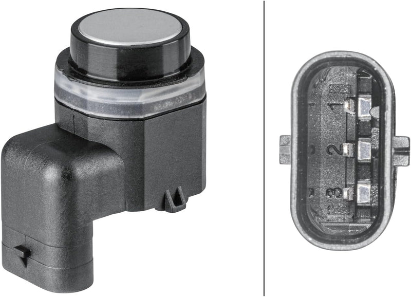 HELLA 6PX 358 141-841 Sensor, Einparkhilfe - 3-polig - gesteckt - überlackierbar - mit Befestigungsr