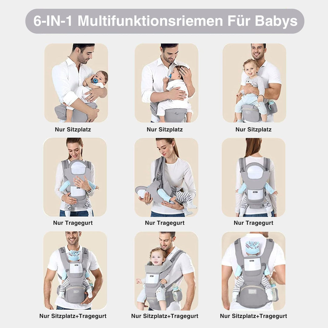 TOFFCAEA 6-in-1 Babytrage Neugeborene, Babytrage Ergonomische Reine Baumwolle Leicht, verstellbarer