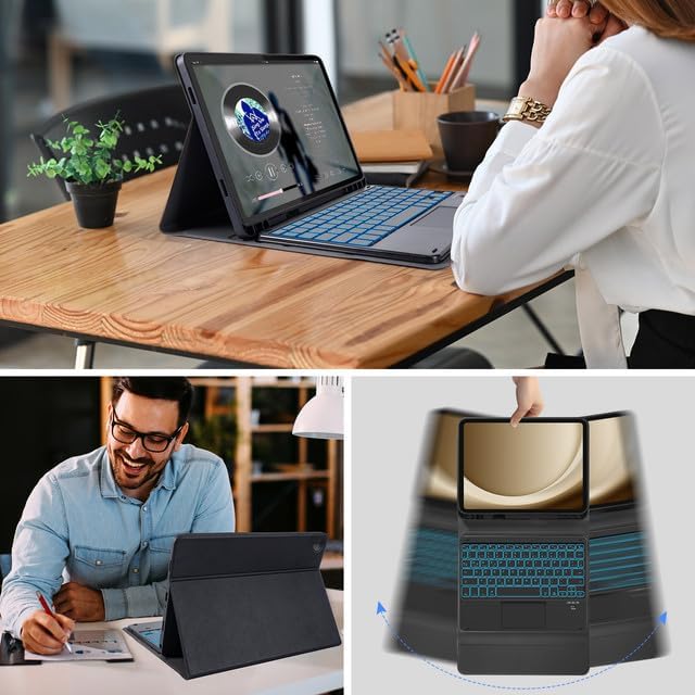 LAMA Tastaturhülle mit Touchpad für Samsung Galaxy 11'' Tab A9 Plus 2023 / A11 Plus 2025, Kabellose