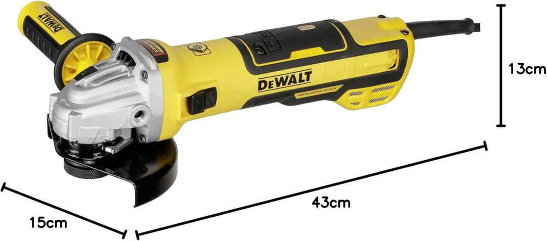 Dewalt Winkelschleifer (1.700 Watt, 125 mm Scheiben-Ø, bürstenlos, wartungsarm, Sanftanlauf, inkl. S