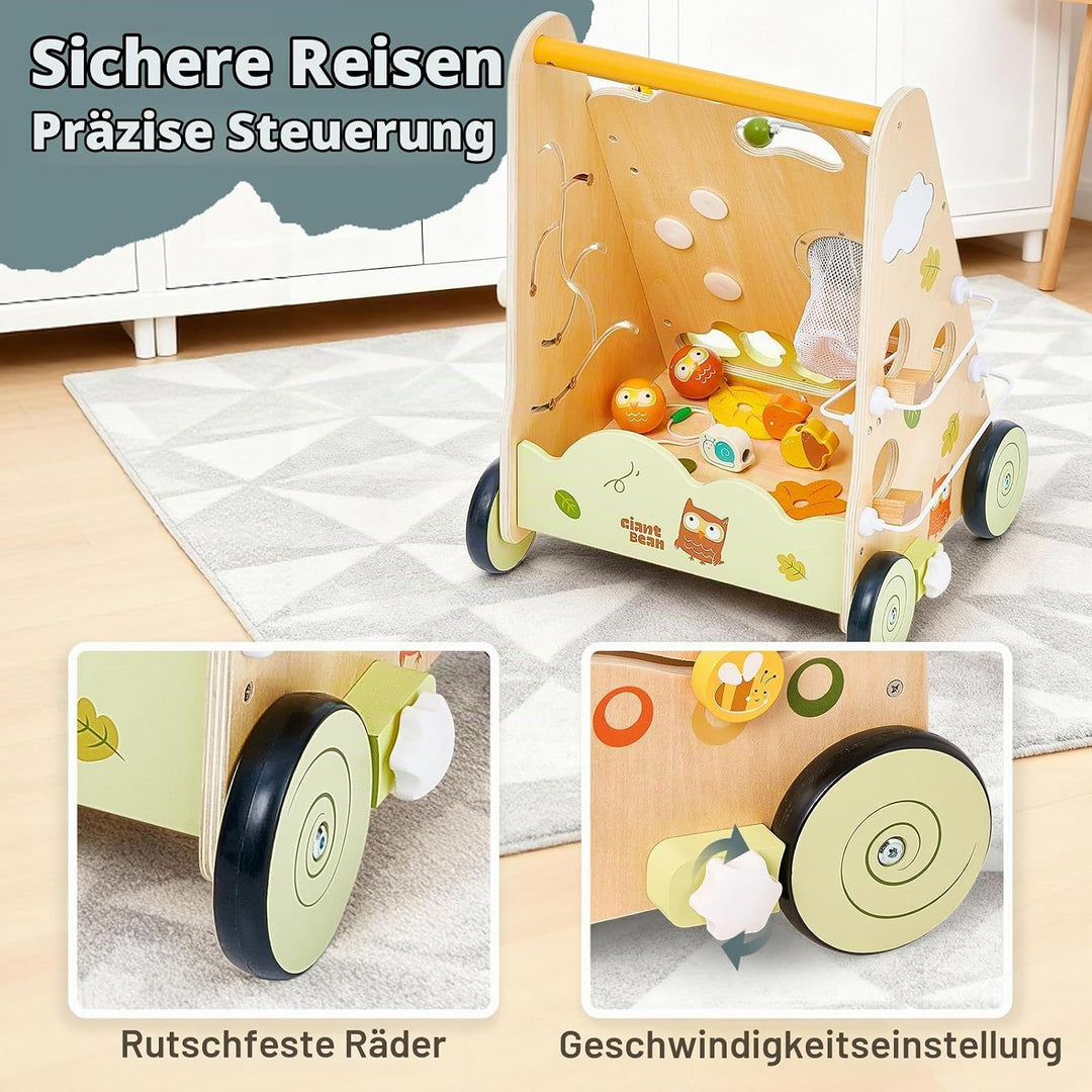 Baby Lauflernwagen aus Holz, Mehrfarbig – Spiel- &amp; Lauflernhilfe mit 8-in-1 Aktivitätszentrum, Verst