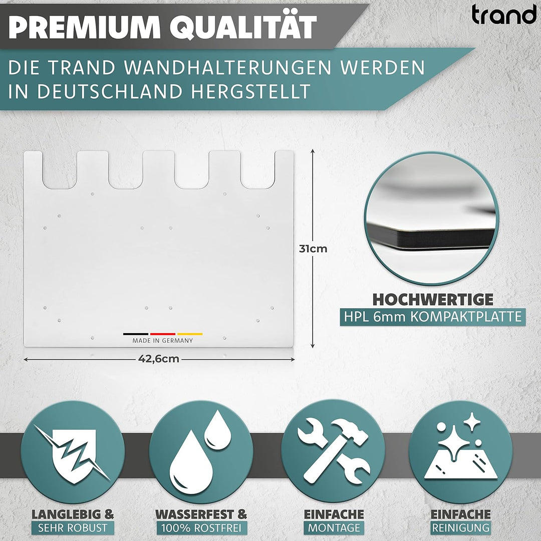 trand Wandhalterung für Makita Akkus und Ladegeräte | stabiler 4er Akkuhalter und Ladegeräthalter |