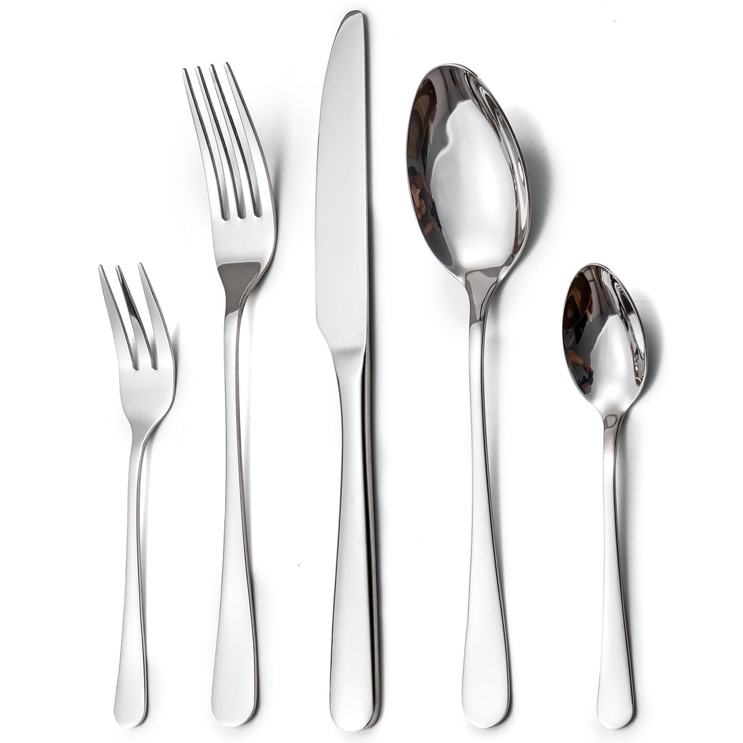 Besteck Set, Edelstahl Spiegelpoliert 30 teilig Besteckset für 6 Personen, Essbesteck Set mit Messer