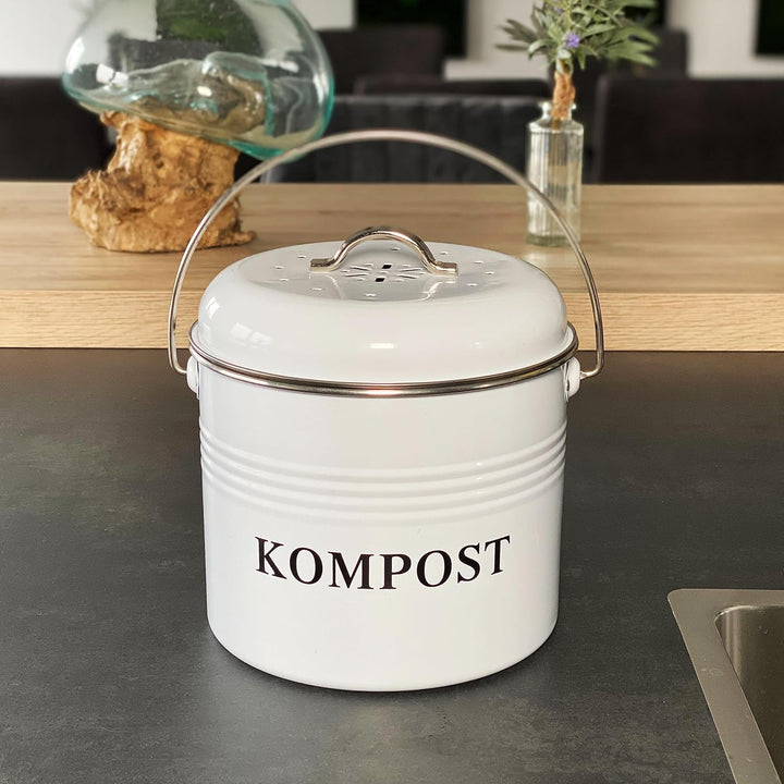 Komposteimer Biomülleimer aus Eisen für die Küche - 21.5 x 19 x 20.5 cm - 3 Liter Füllmenge - Behält