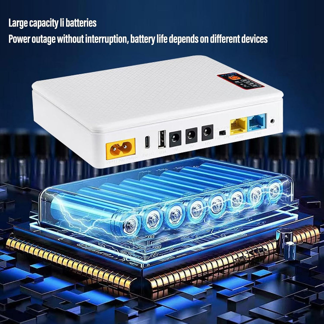 Asixxsix Mini USV DC 20000 MAh Batterie Backup, Unterbrechungsfreie Stromversorgung mit Betriebsanze