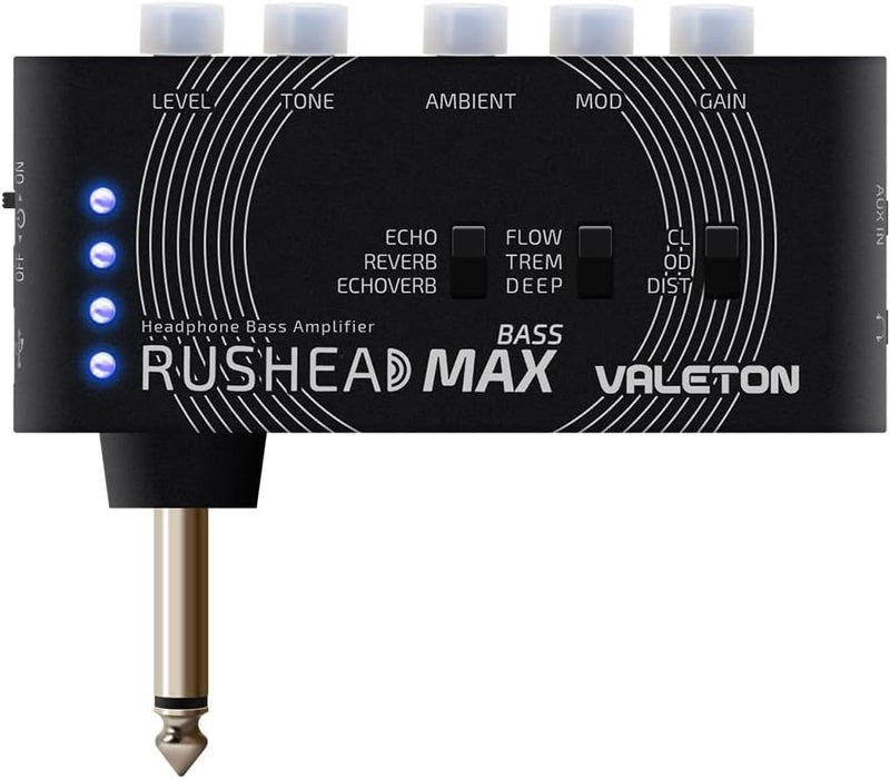 Valeton Rushead Max Bass Kopfhörer Verstärker Multi-Effects USB Aufladbar Portabel Hosentasche Schla