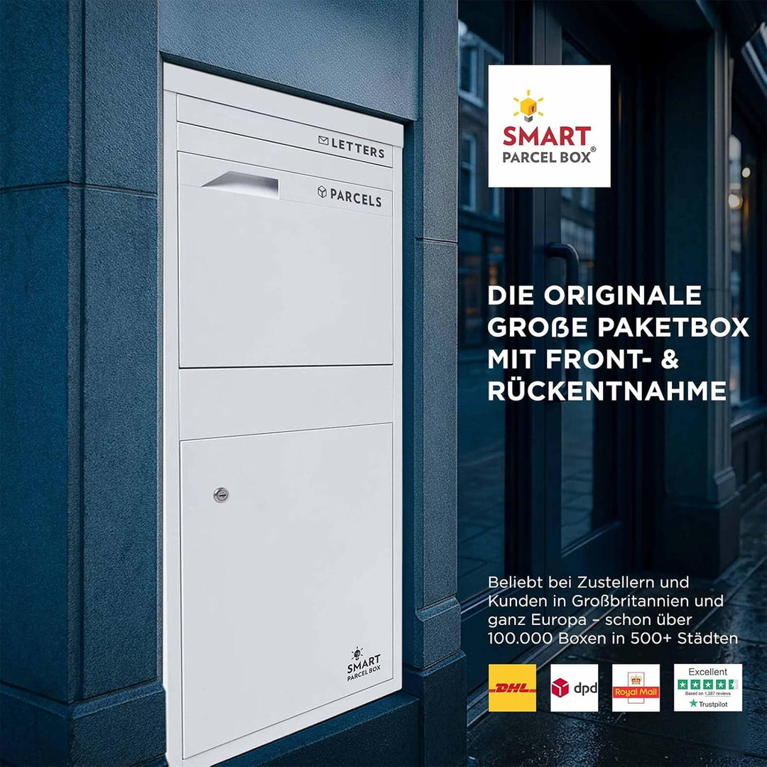 Smart Parcel Box Paketbox L - Briefkasten mit Paketfach wetterfest, weiss | Paketbriefkasten, Paketb