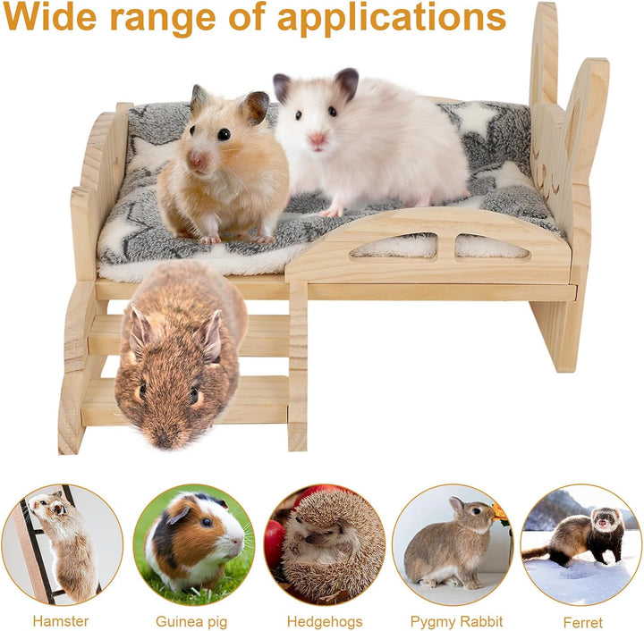 Sparklenut Meerschweinchen Hängematte Holz, Meerschweinchen Bett, Meerschweinchen Versteck mit Trepp