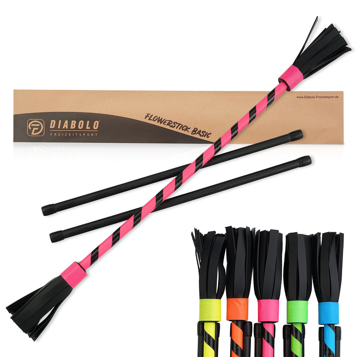 Diabolo Freizeitsport Flowerstick Basic (pink) - UV reaktiver Flower Stick mit 2 Glasfaser Handstäbe