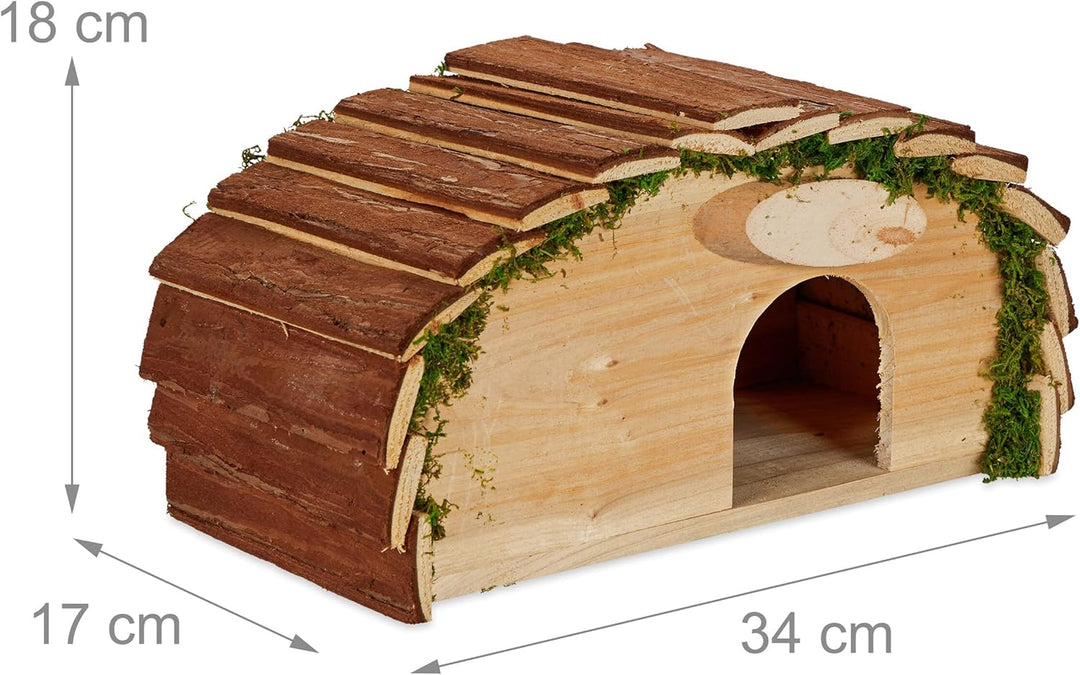 Relaxdays Igelhaus, Holz & Moos, Igelhotel mit Boden, Winterquartier für Igel, Garten, HxBxT: 18 x 3