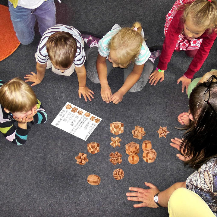 Holzsammlung 9 Stück Knobelspiele Holz, Geschicklichkeitsspiel Holz, Logikspiele IQ Spiele Geduldspi