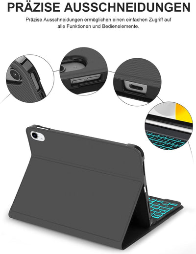 IVEOPPE iPad 10. Generation Tastatur Hülle für iPad 10,9 Zoll, Schutzcase mit Pencil Halter,Magnetis