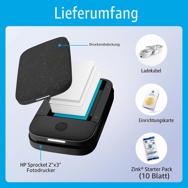 HP Sprocket 2x3 Sofortbild-Smartphone-Fotodrucker 75-Blatt-Bundle – Bluetooth Tragbarer Farb-Wireles