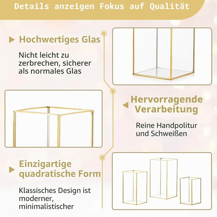 Nuptio Kerzenständer Glas Windlicht: 6 Stücke Gross Kerzenhalter Stumpenkerzen, Dekorative Laternen