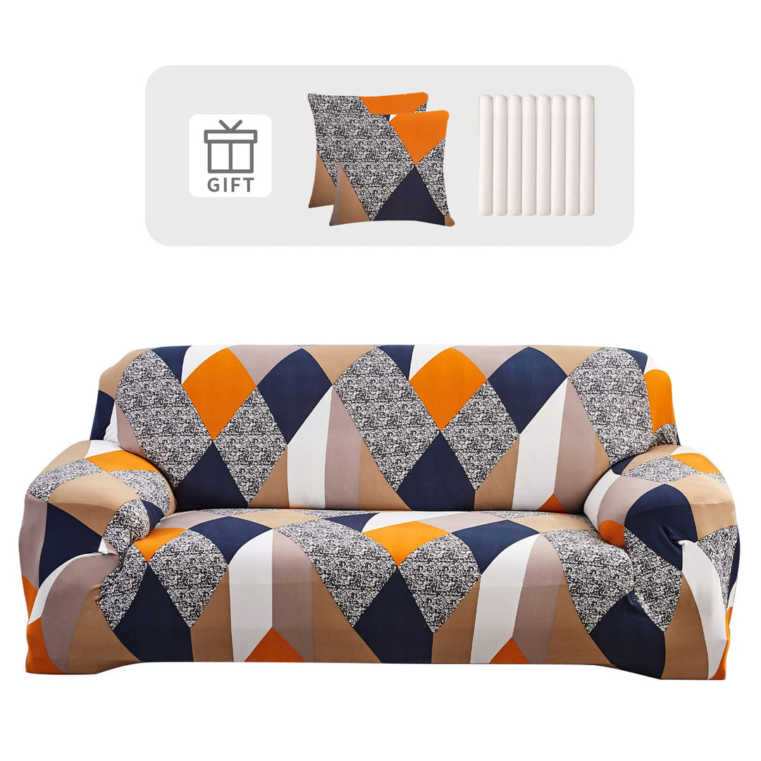 Lydevo Sofabezug 3 Sitzer Stretch Sofahusse Elastischer Sofabezug Spandex Sofa Überzug mit 2 Kissenb