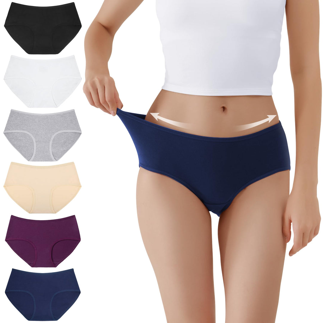 TUUHAW Unterhosen Damen Unterwäsche 6er Pack Baumwolle Slips Mittel Taille Panties S 6*mehrfarbig-4,