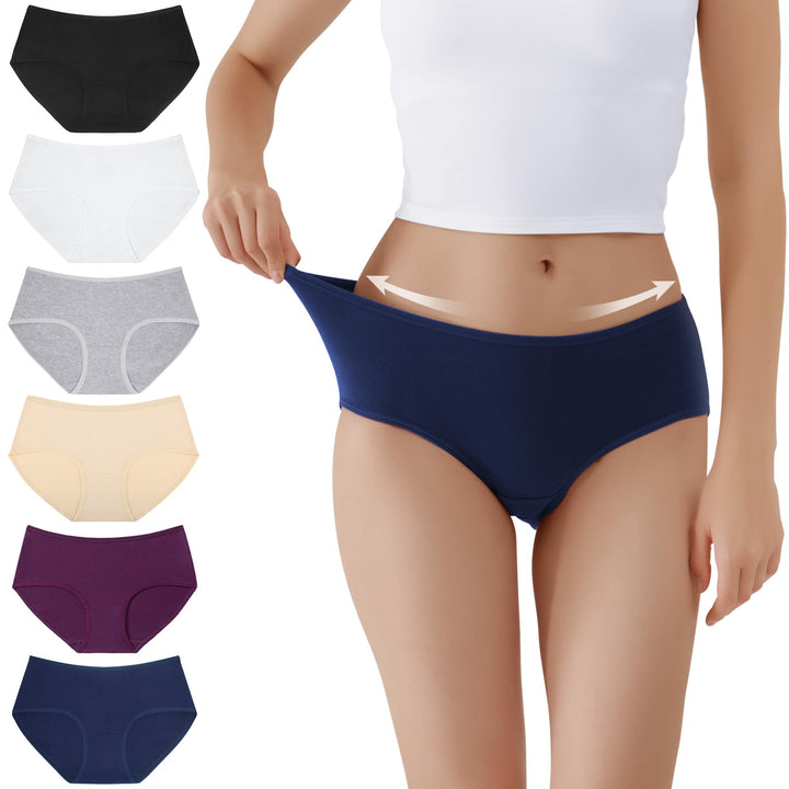 TUUHAW Unterhosen Damen Unterwäsche 6er Pack Baumwolle Slips Mittel Taille Panties S 6*mehrfarbig-4,