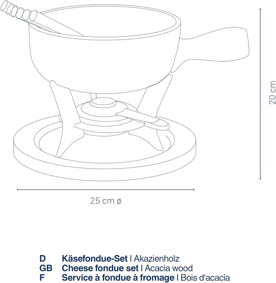 kela Käsefondue-Set Country Keramik schwarz 21cm 22cmØ, 22x22x21 cm