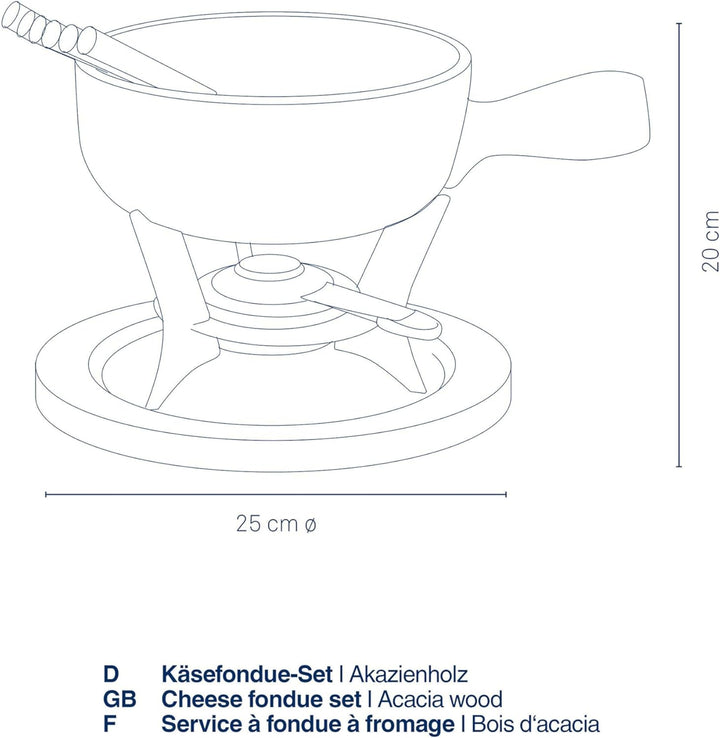 kela Käsefondue-Set Country Keramik schwarz 21cm 22cmØ, 22x22x21 cm